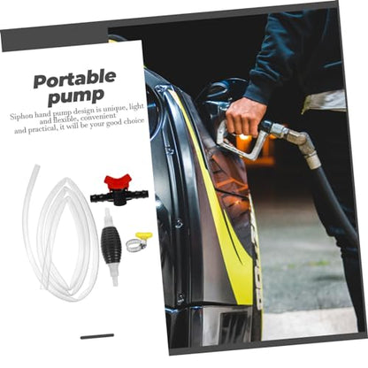 Manual Siphon Hand Pump with Transparent PVC Hose Clamps and Switch Valve for Fuel Oil Water Transfer and Easy to Use Pump Kit for Automotive and Fish Tank Liquid Flow