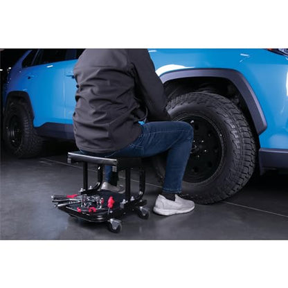 Performance Tool W85007 C-Frame Creeper Rolling Work Seat with Tool Tray for Mechanic Garages and Workshops, Black, 11.5 x 12.5-inch Tray - style: C-Frame Seat
