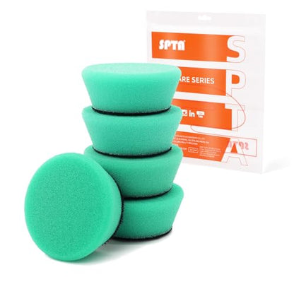 SPTA Green T120 Heavy-Cut Mini Polishing Foam Pad, 5Pcs 2inch/50mm Sponge Polishing Buffing Pads, Car Foam Detail Polishing Pad Kit for Car Detail Polishing, Small Area Polishing -FPTSS2G - color: 5Pcs Green T120 Heavy-Cut Pad, size: 2 Inch (50mm)