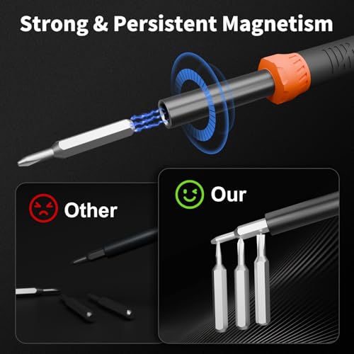 STREBITO Micro Screwdriver Set 64 in 1 Magnetic Screwdriver Set with Torx, Triwing, Pentalobe Star, Electronic Repair Tool Kit for Computer, PC, Laptop, Phone, PS5, XBOX, Switch, Eyeglasses - color: Updated Orange