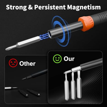 STREBITO Micro Screwdriver Set 64 in 1 Magnetic Screwdriver Set with Torx, Triwing, Pentalobe Star, Electronic Repair Tool Kit for Computer, PC, Laptop, Phone, PS5, XBOX, Switch, Eyeglasses - color: Updated Orange