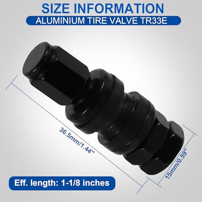 TR33E/VS33 Black Tubeless Metal Clamp-in Valve Stems, 0.453" /11.3mm+0.4mm Valve Hole Dia, Length 1.3", Aluminum Alloy, Pack of 5 - size: TR33E 5pcs