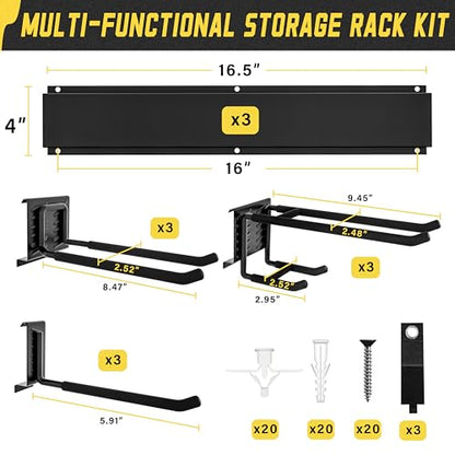 klasit Garage Wall Organizer,15Pack Carries 675 lbs,Garden Tool Organizer 48in With Large Storage Space,Easy Assembly, Sturdy Design,for Efficient Tool Storage Garage Organization | Carries 675 lbs