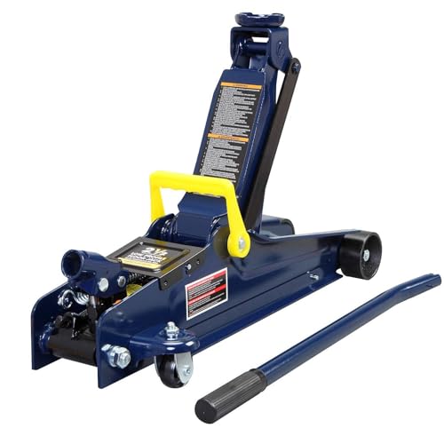 TCE 2.5 Ton Hydraulic Low Profile Trolley Floor Jack with Single Piston Quick Lift Pump, Lifting Range 3.3"-14.9", Blue - size: 2.5 ton trolley jack