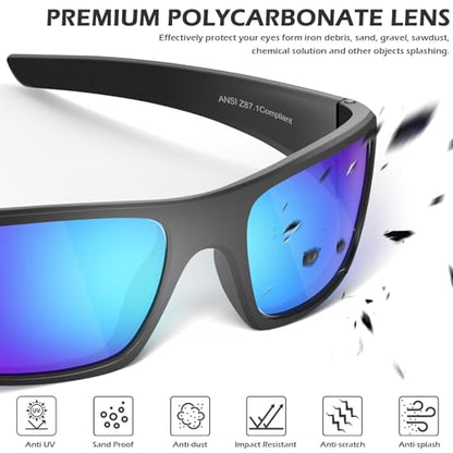 OXG Safety Glasses Protective Eyewear Men Women, ANSI Z87.1 Work Glasses Scratch Impact Resistant for Industrial Shooting - color: Multicolor