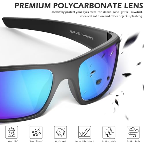 OXG Safety Glasses Protective Eyewear Men Women, ANSI Z87.1 Work Glasses Scratch Impact Resistant for Industrial Shooting - color: Multicolor-12