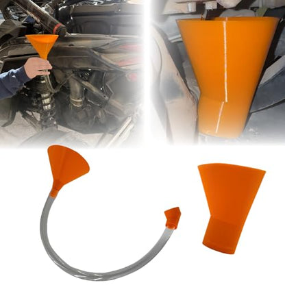 Oil Change Funnel Combo Compatible with Can-Am Maverick X3 – No-Spill Fill with 3ft Flexible Hose & Skid Plate Drain – Clean Maintenance Kit for X3, Turbo RR, Max (Orange, Fill/Drain Combo)