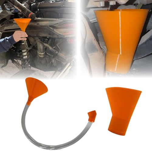 Oil Change Funnel Combo Compatible with Can-Am Maverick X3 – No-Spill Fill with 3ft Flexible Hose & Skid Plate Drain – Clean Maintenance Kit for X3, Turbo RR, Max (Orange, Fill/Drain Combo)