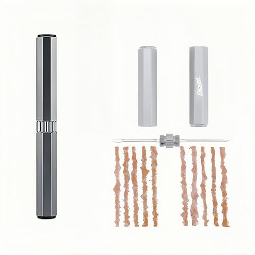 Tubeless Tire Repair Kit with Plugs, Tire Plug Kit, Portable Bike Tools, Flat Tire/Puncture Repair Kit, Tubeless Bike Tire Emergency Repair Kit - color: Silver