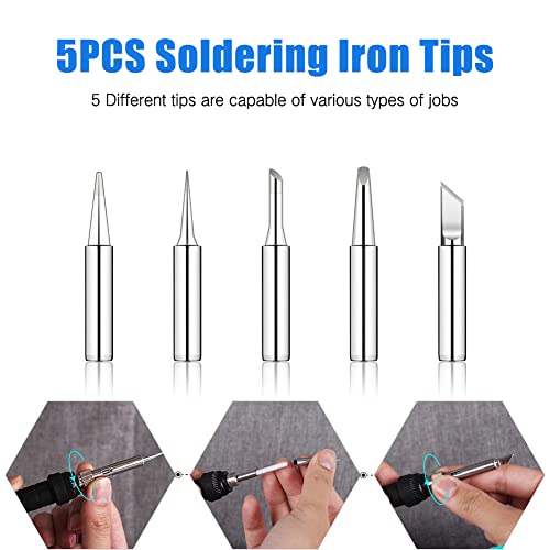 LDK 80W Soldering Iron Kit, LCD Digital Soldering Welding Tool with Ceramic Heater Stable Temperature for DIY and Professional Use - color: Digital 80w Blue