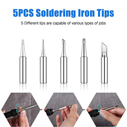 LDK 80W Soldering Iron Kit, LCD Digital Soldering Welding Tool with Ceramic Heater Stable Temperature for DIY and Professional Use - color: Digital 80w Blue