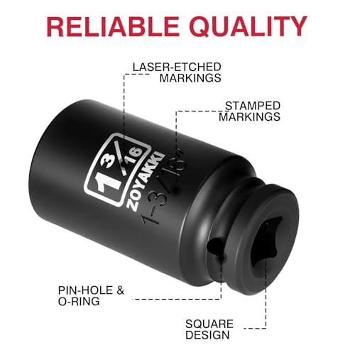 1/2" Drive 1-3/16" Deep 6 Pt CR-MO SAE Impact Socket for Axle Nuts - size: 1-3/16"in., style: 1/2" Drive Deep