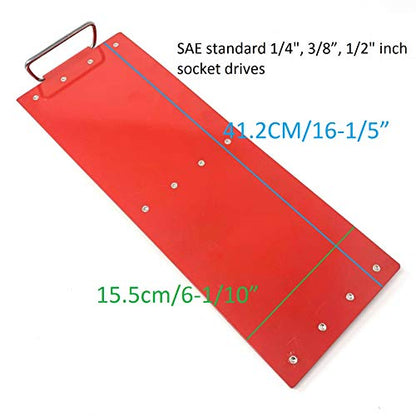 80-Piece Socket Organizer Tray Set - 1/4-Inch, 3/8-Inch, 1/2-Inch Drive Socket Holder - Heavy Duty Tool Box Storage Rails - size: 41.2cm/16-1/5”