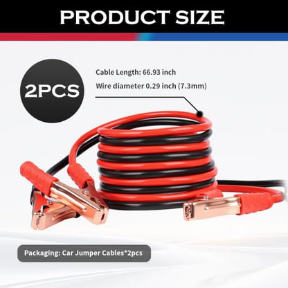 67" 150A Car Jumper Cables Heavy Duty,Automotive Battery Jumper Cables with Alligator Clips for Jump Starting Dead or Weak Batteries,Portable Jumpers Cable Kit for Most Vehicles