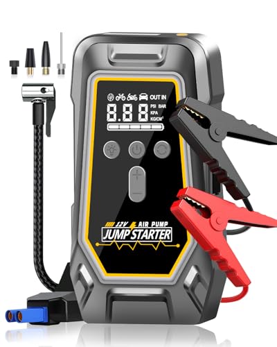 6000A Car Jump Starter with Air Compressor,Roadside Emergency | 150PSI,10-in-1 Car Jumper Starter Portable,LED Flashlight for Up to 10.0L Gas / 8.0L Diesel Engines,car battery charger