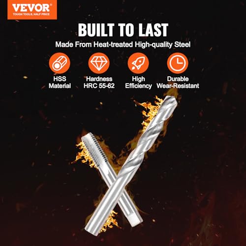 VEVOR Helicoil Thread Repair Kit-338-Piece SAE HSS Drill Inserts Taps & Tools M5,M6,M8,M10,M12,1/4",5/16",3/8",7/16",1/2" Rethreading Tool Kit Insertion Rethreading Tools Universal Rethread Restorer - size: 338PCS, style: SAE&METRIC