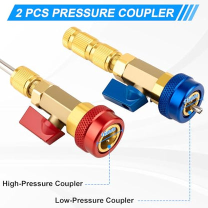 31PCS Professional AC Valve Core Removal Tool for R134A Refrigerant Systems, Quick Remover & Installer for High/Low Pressure Ports, Includes Valve Core Tool Set, Service Port Caps & Stem Kit