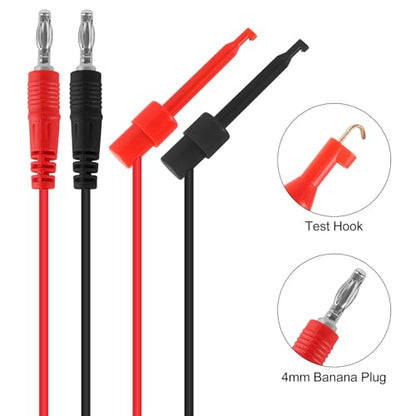 4mm Banana Plug Test Leads to Test Hook Clips Multimeter Electrical 4mm Banana Plug Silicone Flexible Copper Cable 1 Meter for Multimeter Electrical Testing - color: 1set banana to test
