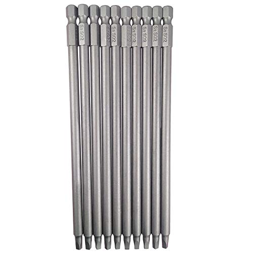 Wolfride 10pcs Square Head Bits #2 Square Drive Bit Set 1/4-Inch Shank Tip Bit #2 Long Magnetic Square Head Screwdriver Bits 5.9 Inch Length - style: SQ2 Head