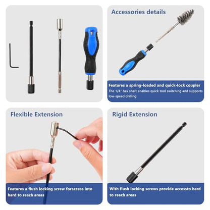 Professional Diesel Injector Seat Cleaning Kit 8090S, Premium Stainless Steel Helix Brushes, Replacement Tool kit for Diesel Injector Seat (17 Pcs)