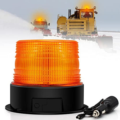 AnTom 2PCS Wireless Strobe Light Amber Warning Beacon Light for Trucks | Magnet Mount Rechargeable Waterproof Emergency Safety LED Rotating Flashing Light for Postal Car, Plowing Tractor, Golf Cart - color: Amber 2PCS