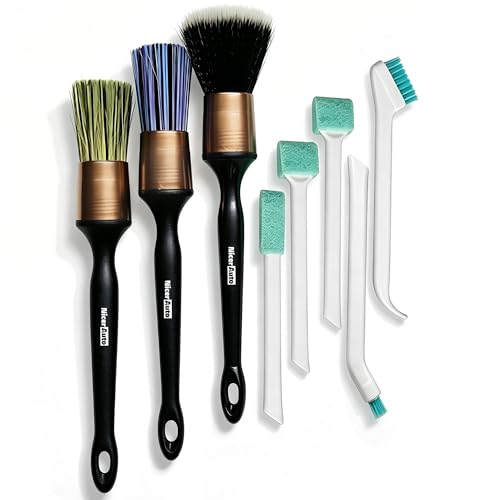 8PCS Professional Car Detailing Brush Set, Boars Hair & Ultra Soft Auto Detailing Brushes for Car Interior Exterior Deep Cleaning, Detail Brush Kit for Wheels Leather Air Vents Dusting, Gold - color: Gold 8pcs Detailing Brush Set