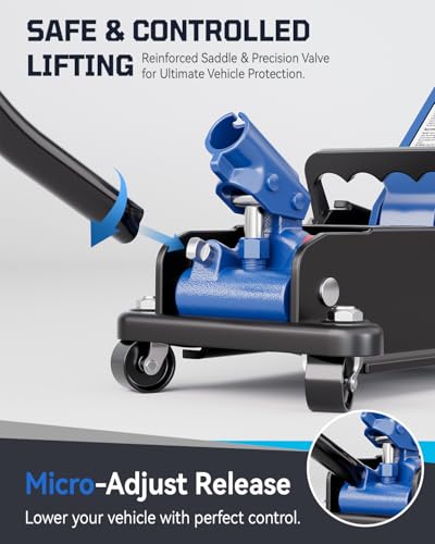 AUTOWN 3 Ton Floor Jack, Alloy Steel Hydraulic Car Jack with Quick Lift & Cross-Shape Rubber Pad, 7.1-20.9 Inch Lifting Range for SUV Truck (6600 lbs)