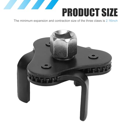 Car 3 Jaw Oil Filter Wrench, Steel Adjustable Fuel Filter Spanner, Engine Removal Tool Replacement Part with 1/2 & 3/8 Inch Square Drive, Universal for Most Car Accessories (White)