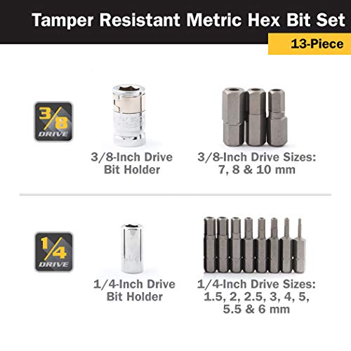 Titan 16136 13-Piece Tamper Resistant Metric Hex Bit Set - style: Tamper Resistant
