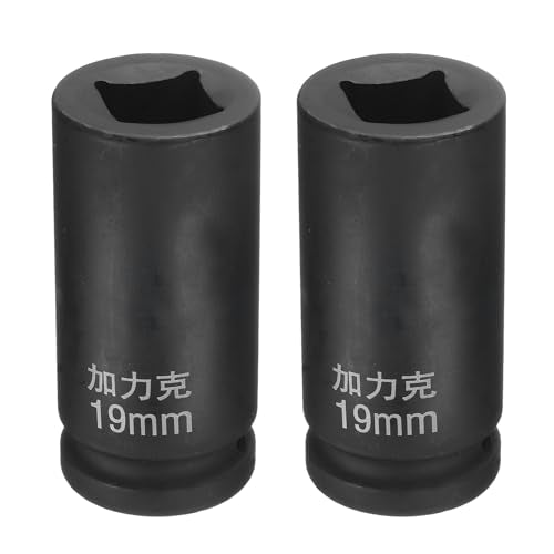 HARFINGTON 2pcs 4 Point Square Socket 3/4" Drive by 19mm Metric Square Impact Socket 40CR Blackening Standard Wheel Sockets Pneumatic Socket for Auto Repair Mechanical Maintenance Home Use - size: 19mm