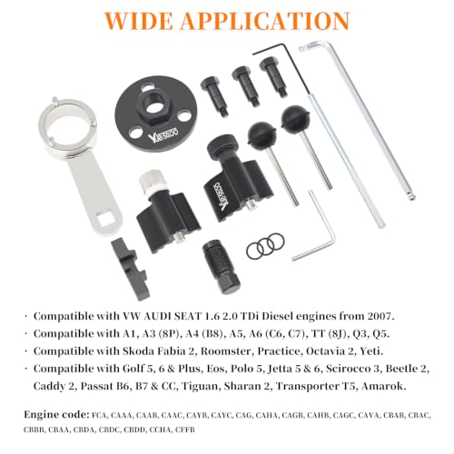 Camshaft Timing Belt Tool Kit, Replaces T10051 | Compatible with VW Audi VAG Golf Seat Tiguan 1.6 2.0 TDI Diesel Engine, with Carrying Case - size: Model B