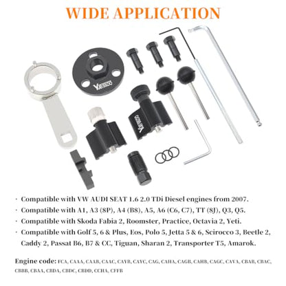Camshaft Timing Belt Tool Kit, Replaces T10051 | Compatible with VW Audi VAG Golf Seat Tiguan 1.6 2.0 TDI Diesel Engine, with Carrying Case - size: Model B