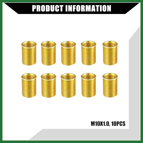 Motoforti Outer/Universal Spark Plug Thread Repair Tools with M10x1.0 Inner Thread Inserts and M12x1.0 Tap/Durable/Metal / 1 Set/Gold Tone Long-lasting