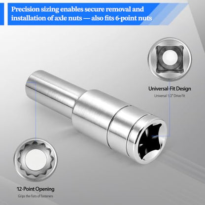 2 Pcs 1/2" Drive 14mm Deep Impact Socket | Anti-Rounding 12 Point Design, Square Chamfered Opening, Easy Removal of Axle Nut - color: Deep, size: 14mm