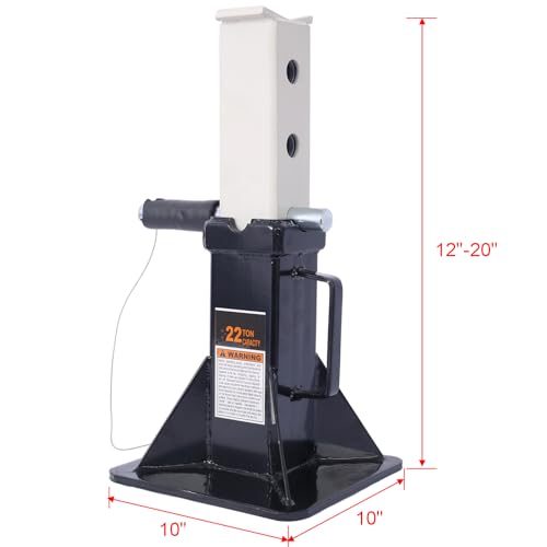 22 Ton (44,000 lbs) Jack Stands, 1 Pair, Heavy Duty Pin Type Professional Car Jack Stand with Lock,Wide Base Safety Design for for Cars, Trucks, SUVs, ATVs, UTVs - Black