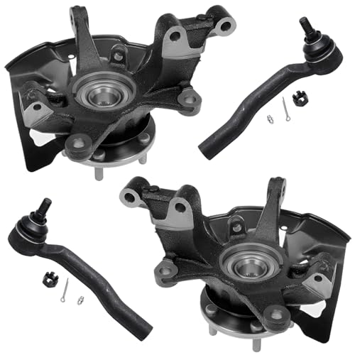 Detroit Axle - Front Steering Knuckles with Hubs + Outer Tie Rod End Links Replacement for 2007-2015 Mazda CX-9 CX-7 - size: 4SU50463/Kit
