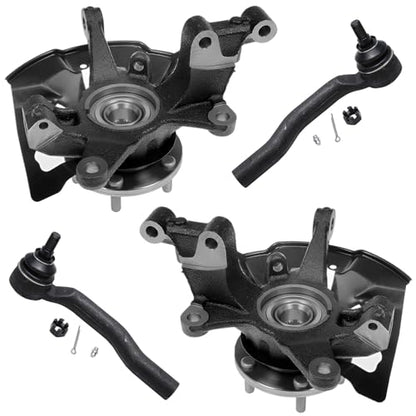 Detroit Axle - Front Steering Knuckles with Hubs + Outer Tie Rod End Links Replacement for 2007-2015 Mazda CX-9 CX-7 - size: 4SU50463/Kit