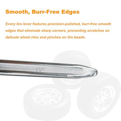 3-Piece 20-Inch Tire Iron Spoon Set - Heavy-Duty Steel Tire Pry Bar Kit, Bead Lifting Tool for Motorcycle, Car, and Vehicle Tire Maintenance - size: 20 inch
