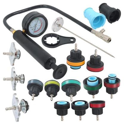 labwork 18Pcs Radiator Pressure Tester and Coolant Purge Refill Vacuum Kit Water Tank Leak Detector for Cooling System