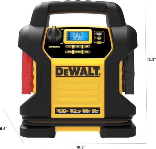 DEWALT Jump Starter DXAEJ14 1600 Amps with Compressor | Portable Power Station with 15W USB-A and 25W USB-C power