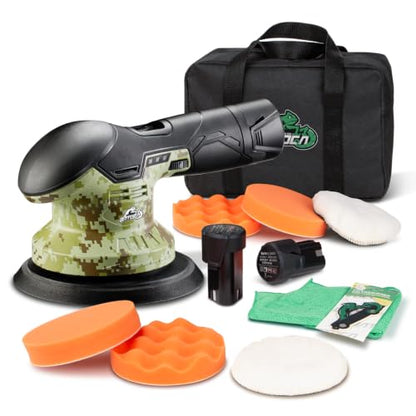 BATOCA 2026 S3 Cordless Car Buffer Polisher, 2x2.0Ah Lithium-ion Rechargeable Battery Powered Polisher with 6 Variable Speed, DA Orbital Buffer for Car Detailing, Polishing, Waxing, Graffiti Style - size: Camouflage Pattern Style