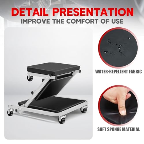 Foldable Z Creeper 2 in 1 Rolling Seat for Garage Shop Auto Repair | 40 inch Gray Automotive Creeper for Workshop,Warehouse 330LBS Capacity - style: 40inch-Gray