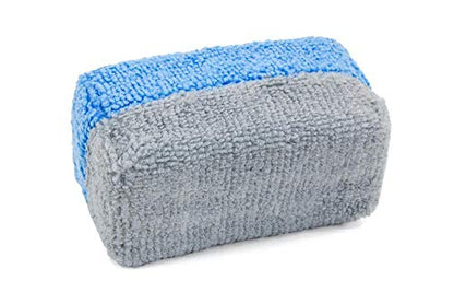 Autofiber [Saver Applicator Terry] Ceramic Coating Applicator Sponge | 12 Pack | with Plastic Barrier to Reduce Product Waste. (Blue/Gray, Mini) - color: Blue/Gray
