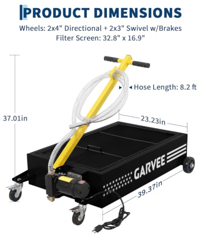 20 Gal Oil Drain Pan with 8.2ft Hose High-Flow Electric Pump | with Electric Pump, Wheels & Folding Handle, Oil Drain Tank for Cars, SUVs, Trucks, Buses, RVs - color: National Flag-Black, size: 20 Gal with Electric Pump