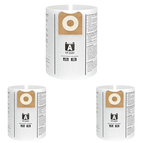 SpaceTent 3 Pack VF3502 Replacement Bags Size A for Rigid 12-16 Gallon Wet/Dry Vacuums, Part# 23743, High Performance Dust Filter Bags made of NEW PET Material - size: 3PK, style: High Performance