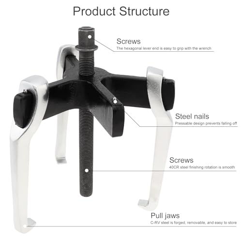 ChgImposs 2 Jaw 3 Jaw Gear Puller, Adjustable Bearing Puller, Reversible Removal Tool for Internal External Pulling, Puller Tool for Removal of Pulleys Flywheels Bearings Gears (6 Inch) - size: 6inch