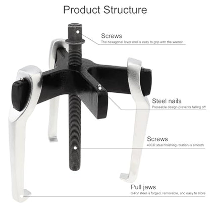 ChgImposs 2 Jaw 3 Jaw Gear Puller, Adjustable Bearing Puller, Reversible Removal Tool for Internal External Pulling, Puller Tool for Removal of Pulleys Flywheels Bearings Gears (6 Inch) - size: 6inch
