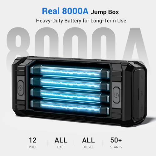 AVAPOW 8000A Battery Jumper Starter Portable with 4″ HD Display PD 30W Dual-Way Fast Charging, 12V Car Starter Jump Box & Battery Booster for All Gas & Up to All Diesel Engines - size: 8000A