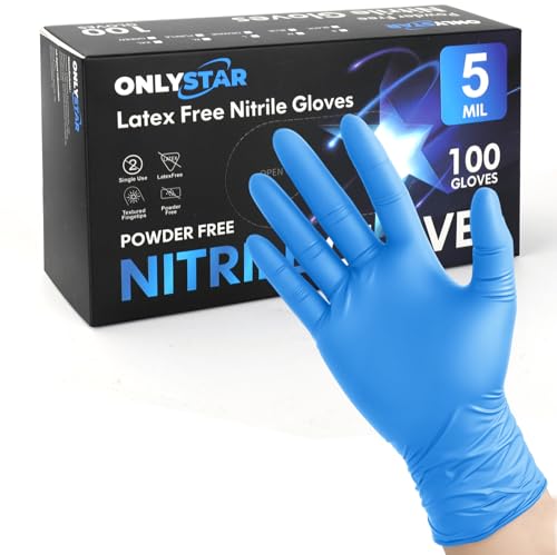 Food Grade Nitrile Gloves Large, 100Pcs, 5 Mil | Latex Free, Cooking Gloves for Chefs, Picking, Restaurant, Mechanic, DIY, Garages, Oil Changes, Small Business - color: Blue(100 Pcs), size: Large
