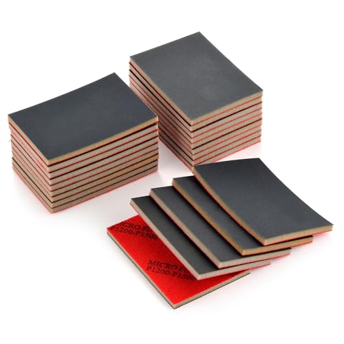 MAXMAN 20PCS Sanding Sponge Set,1200-1500 Grit Soft Foam Hand Sander Block,3x4 Inch Wet Dry Sandpaper,Ultra Fine Sandpaper Sponge,Reusable Sanding Pads for Metal Wood Furniture Model Drywall Polishing - style: 1200-1500 Grit